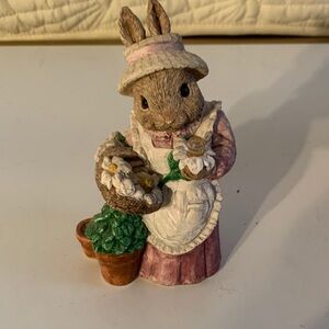 The Easter Bunny Family Charming Rabbit Figurine w/garden supplies